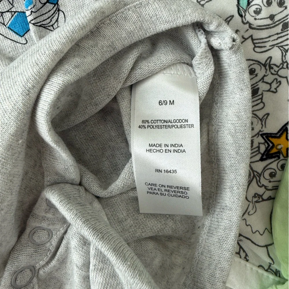 NWT Disney Baby Toy Story Bodysuit Set - Light Green & Gray - Picture 4 of 5